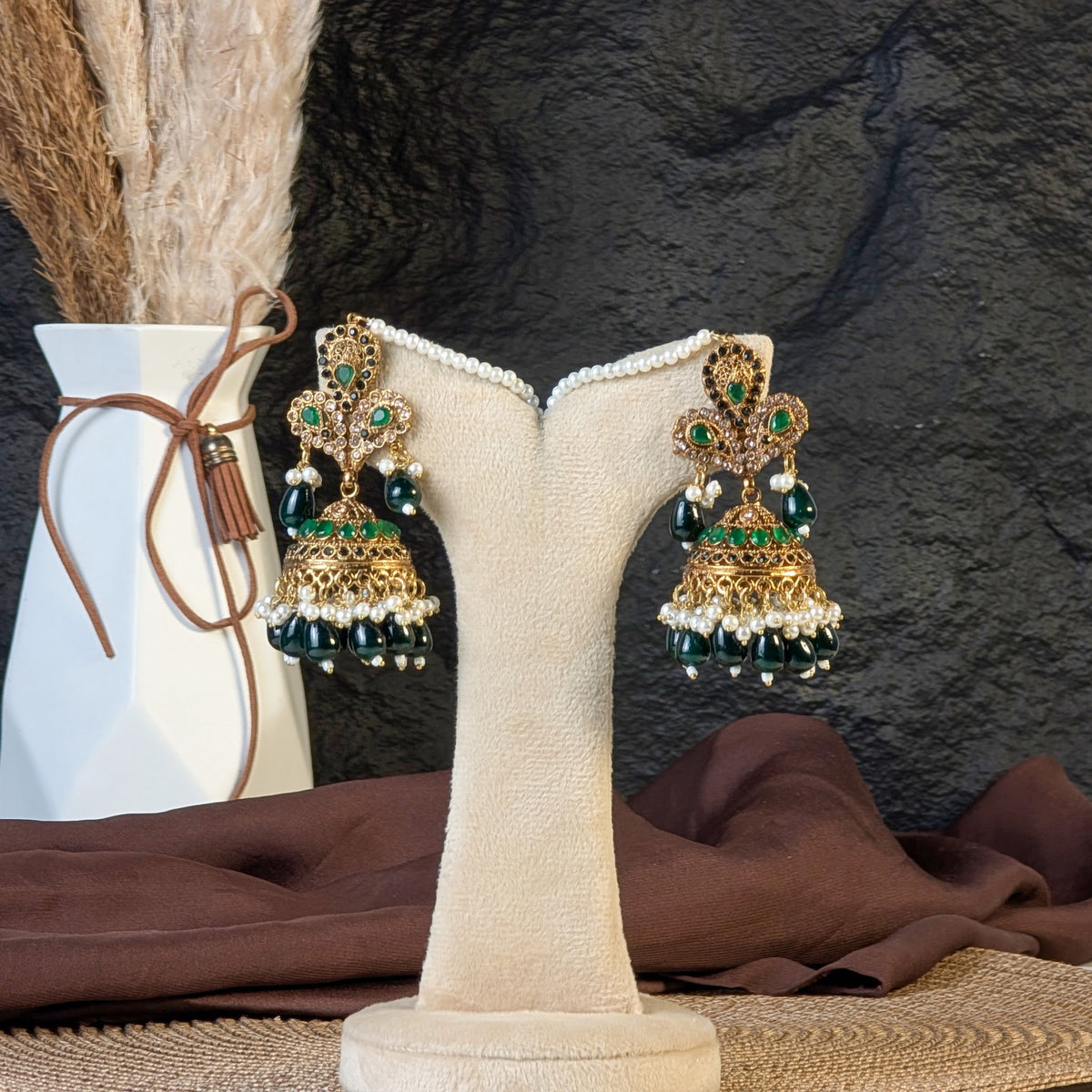 Emerald Green Jhumka Earrings