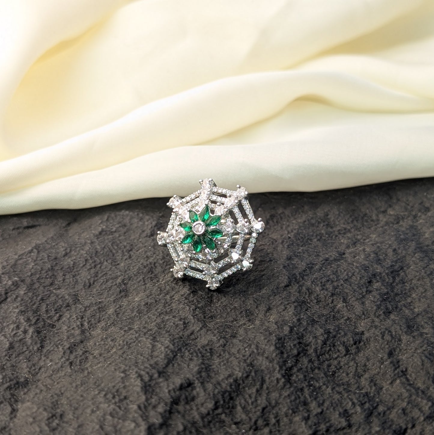Azure Blossom Zircon Ring