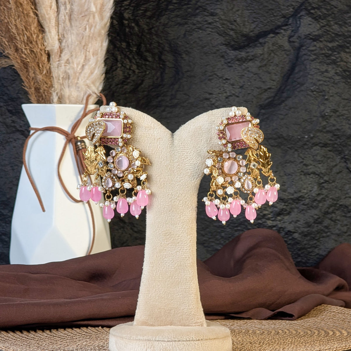 Rose Pink Grandeur Statement Earrings