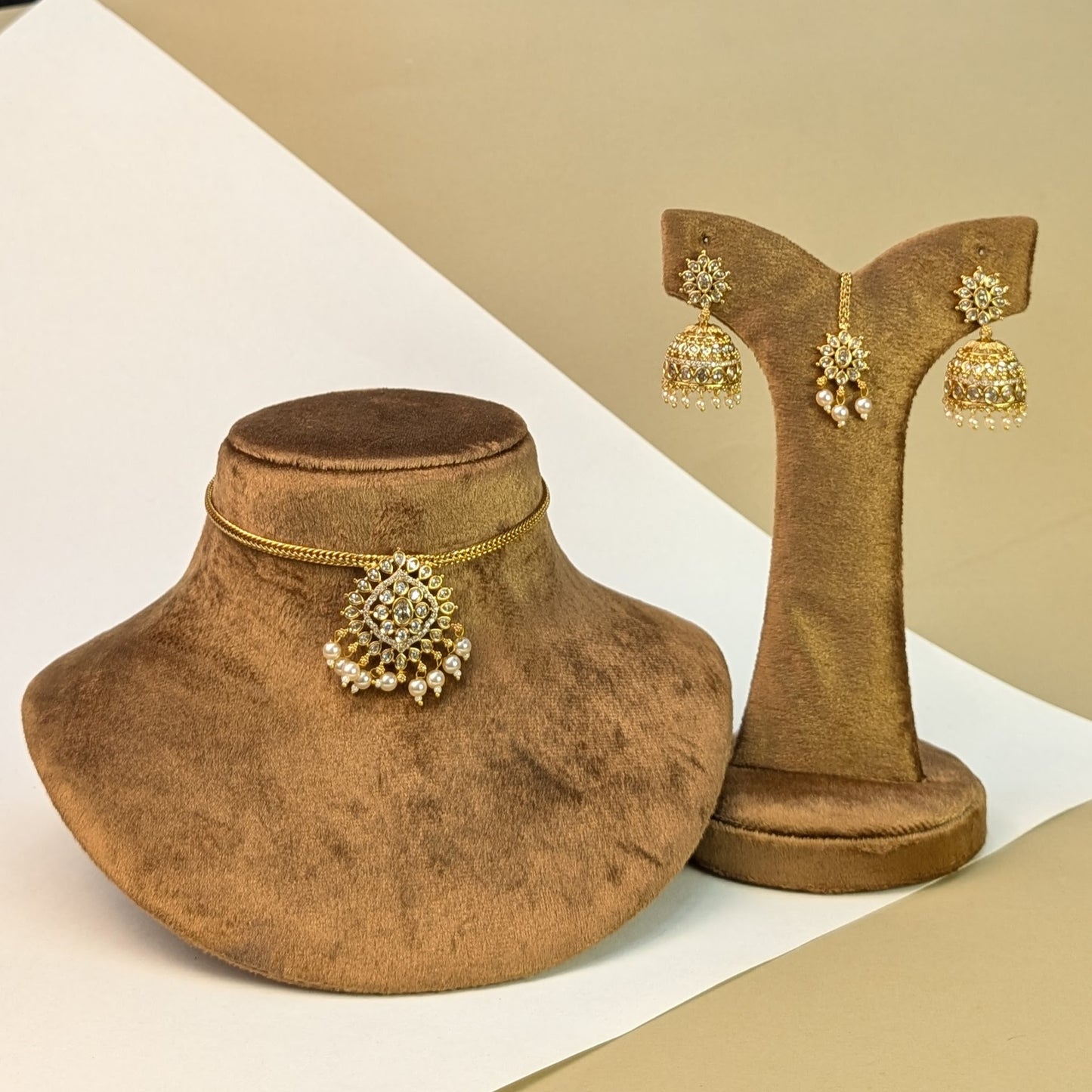 Floral Temple South Indian Rajwadi Necklace Set
