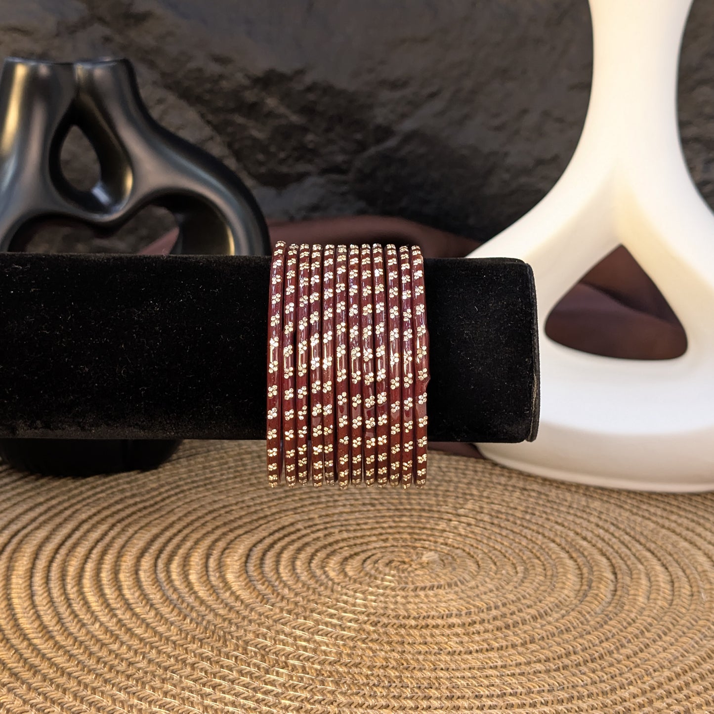 MAROON INDIAN GLASS BANGLES