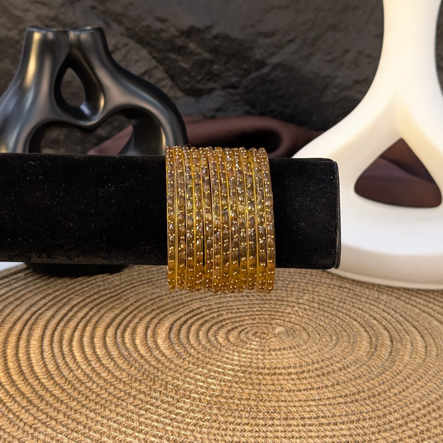 GOLDEN AMBER RAIN DROP GLASS BANGLES