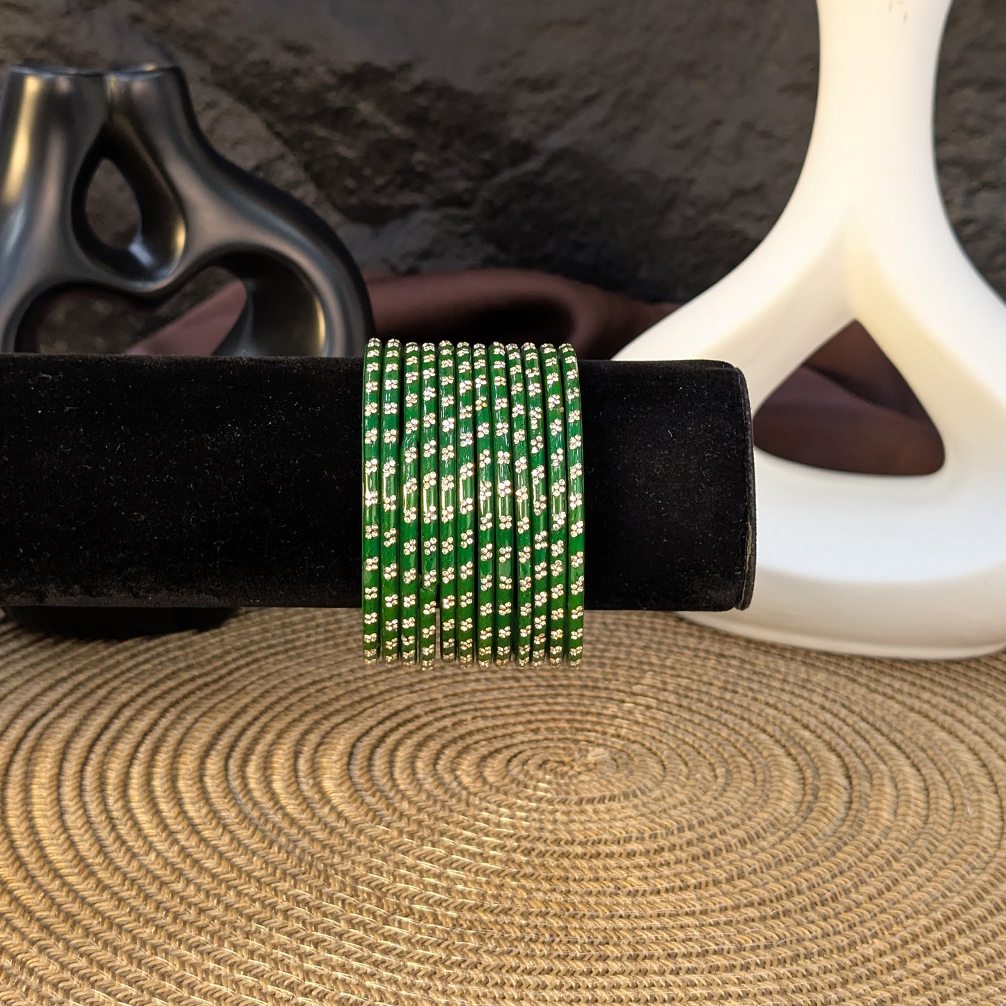 EMERALD GREEN INDIAN GLASS BANGLES