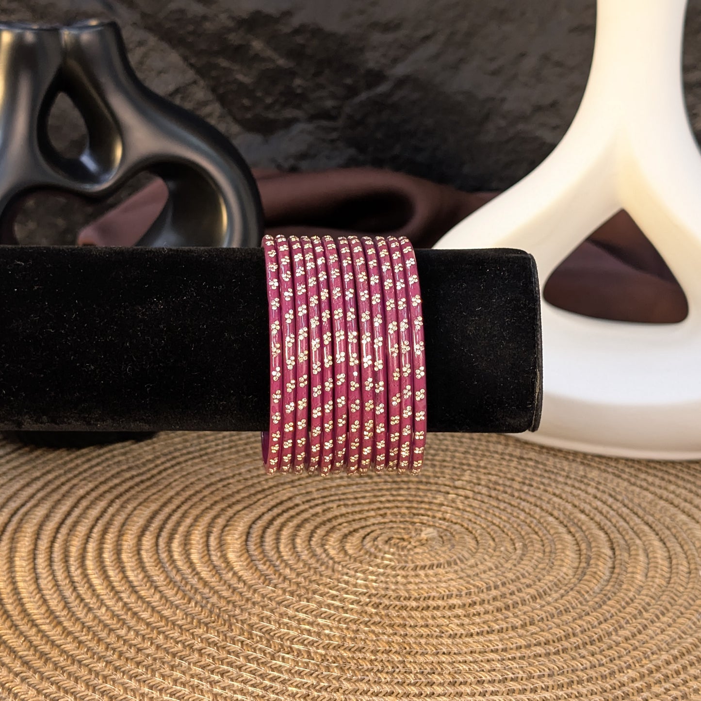 PLUM PURPLE INDIAN GLASS BANGLES