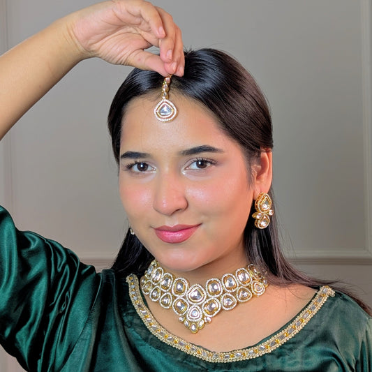 ELITE PEBBLE-CUT CHOKER KUNDAN NECKLACES