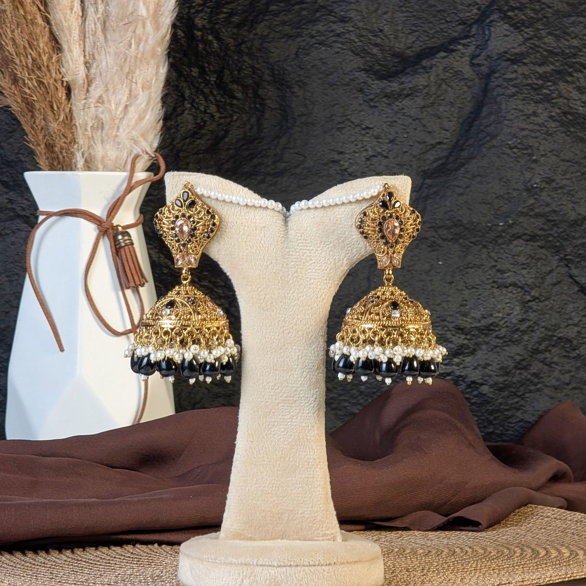 Onyx Antique Jhumka Earrings