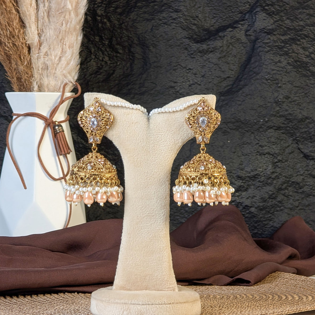 Blush Pearl Jhumka Earrings