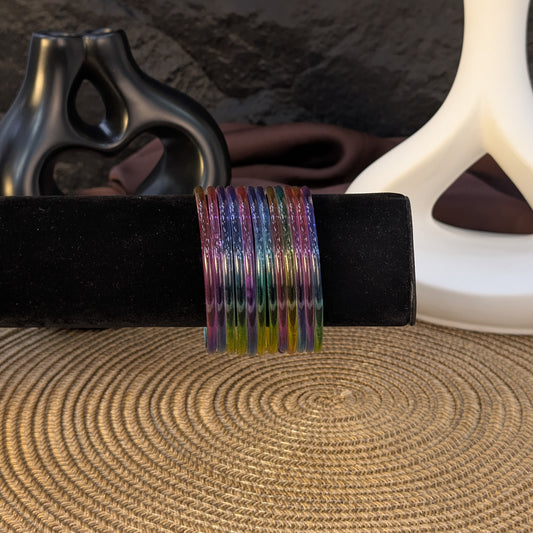 MULTICOLOR SPECTRUM GLASS JELLY BANGLES