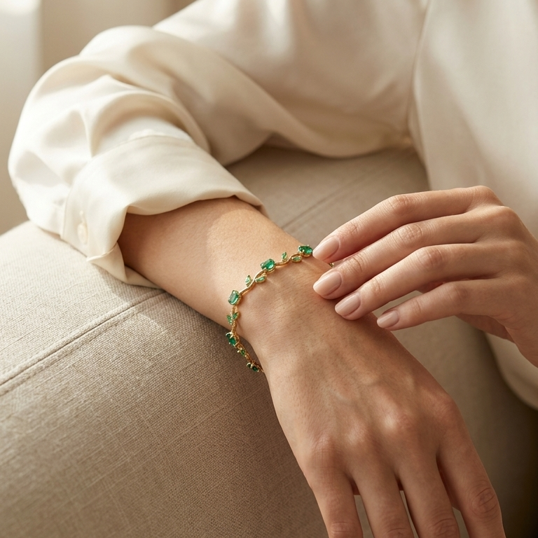 Tulip Bracelet – Aqua Green (Gold)
