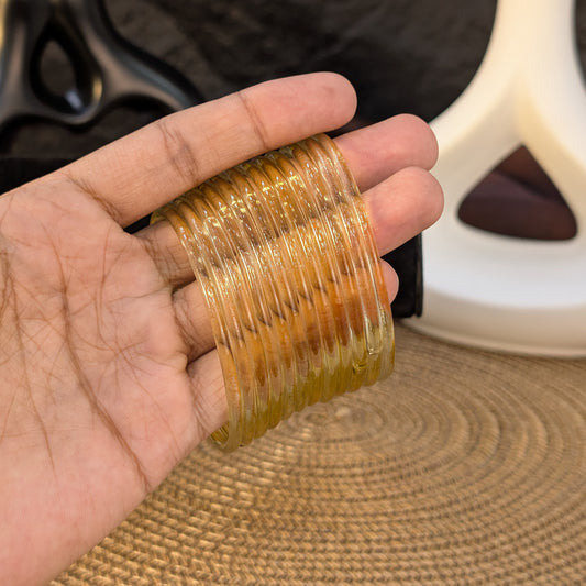 GOLDEN AMBER GLASS JELLY BANGLES