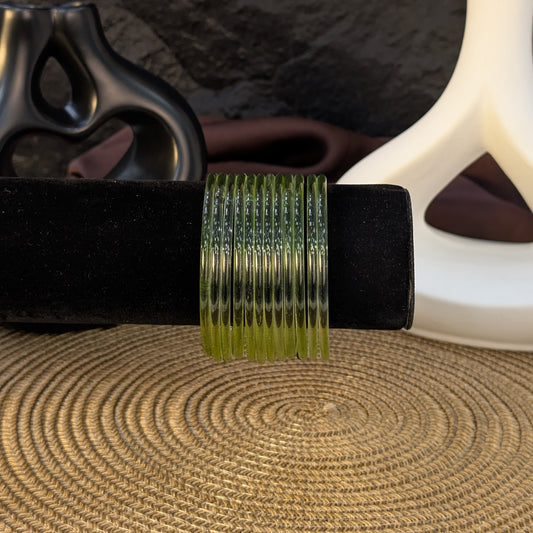 OLIVE MIST GLASS JELLY BANGLES