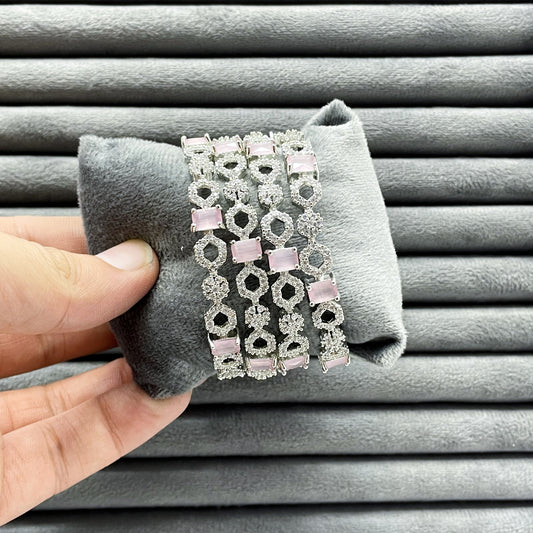 GEOMETRIC HEXAGON ZIRCON BANGLES