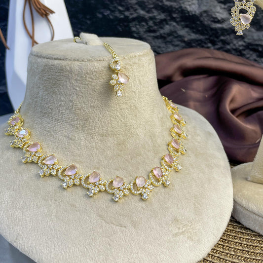 Gilded Petal Zircon NECKLACE SET