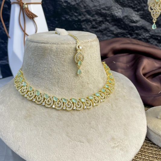 Golden Scroll Zircon NECKLACE SET