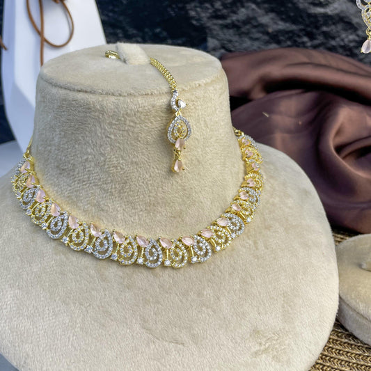 Leafy Marquise Zircon NECKLACE SET