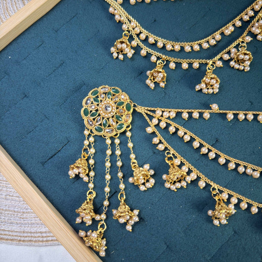 Classic emerald polki sahara copper earring