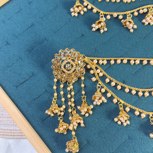 Crystal polki blossom sahara copper earring