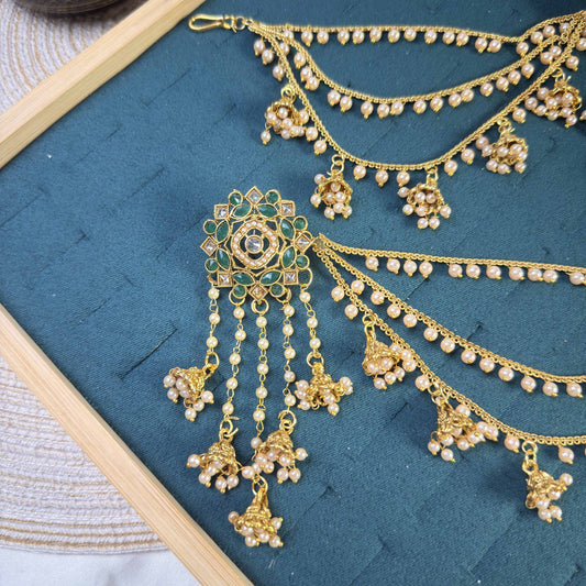 Antique emerald polki sahara copper earring