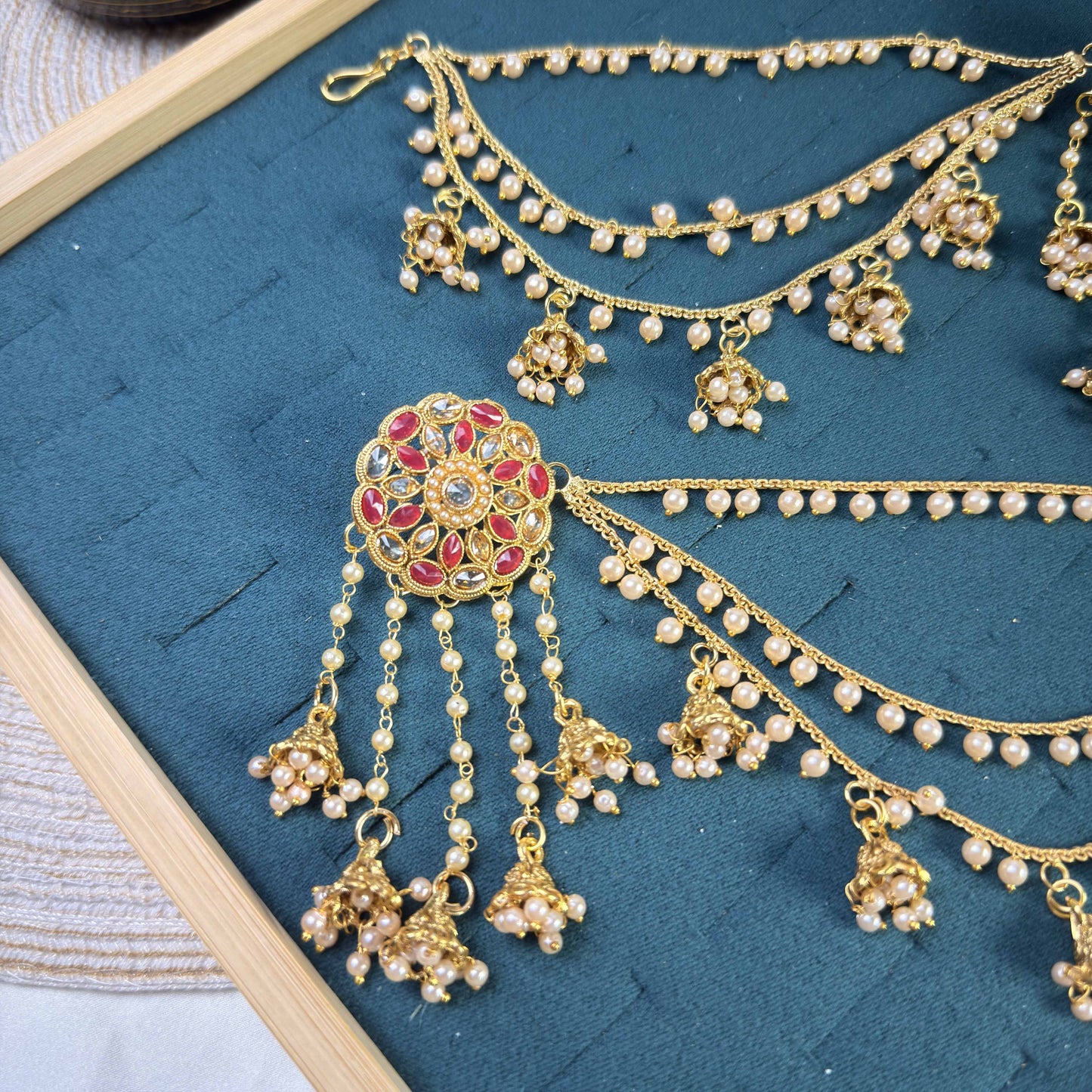 Crimson petal polki sahara copper earring