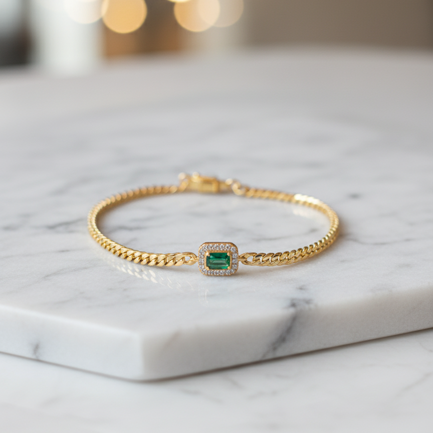 Emerald Curb Bracelet