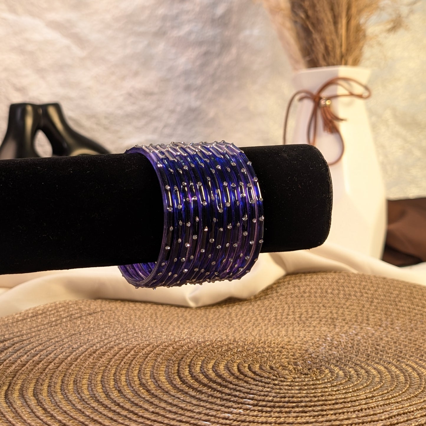 royal purple crystal glass bangles