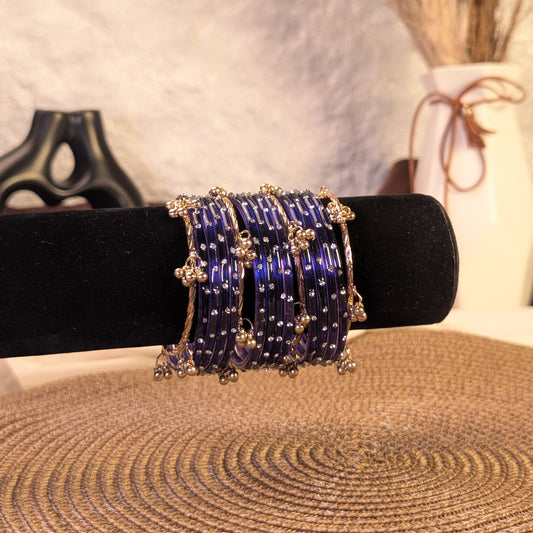 Royal purple crystal glass kashmiri bangles