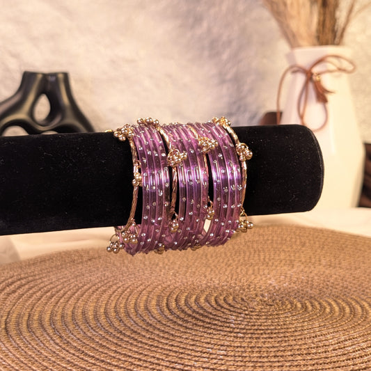Lavender crystal glass kashmiri bangles