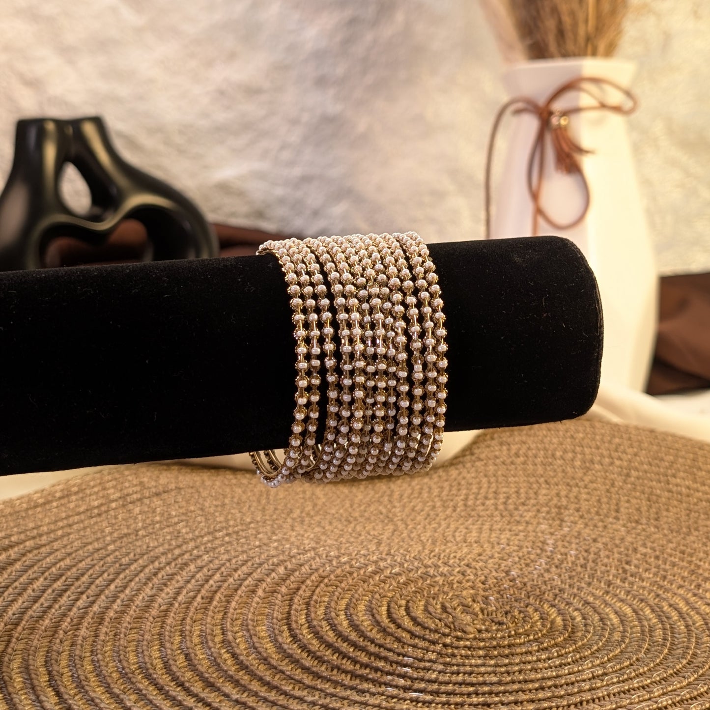 Obsidian shimmer textured indian bangles
