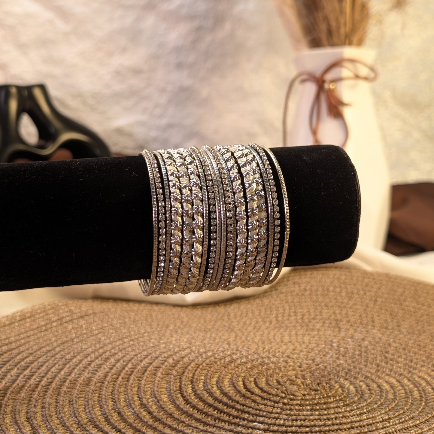 Crimson velvet flock indian bangles