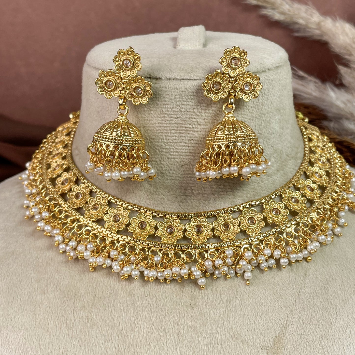 Antique Polki Copper Necklace Set