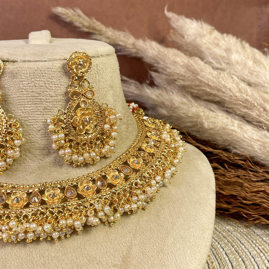 Elegant Polki Copper Necklace Set