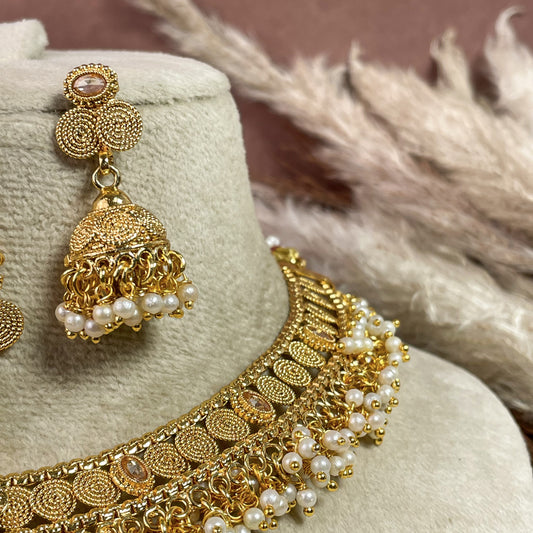 Golden Radiance Copper Necklace Set