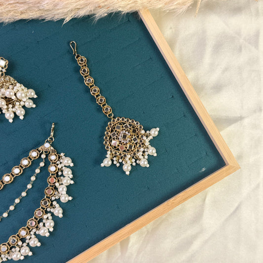 Teardrop emerald halo Tikka Sahara Kundan Earrings