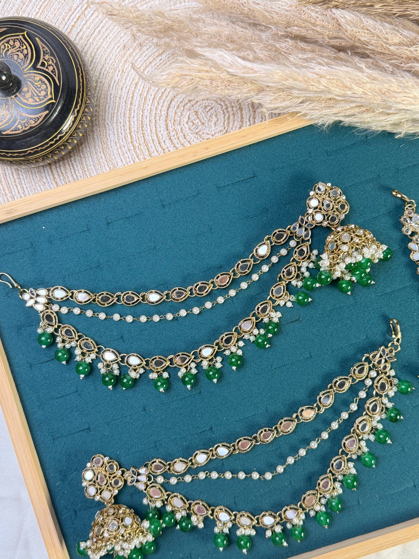 Antique pearl Tikka Sahara Kundan Earrings