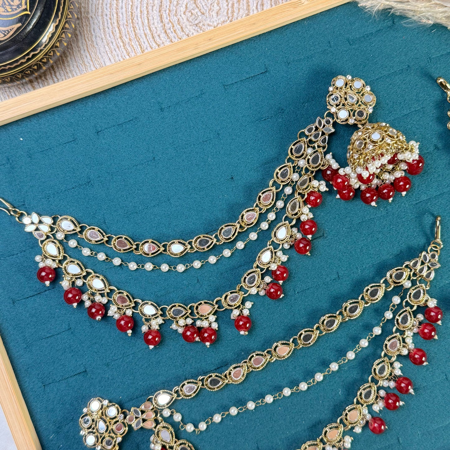 Multi color festive Tikka Sahara Kundan Earrings