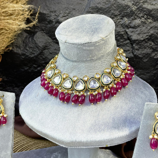 MAJESTIC TEARDROP MEENAKARI KUNDAN NECKLACES