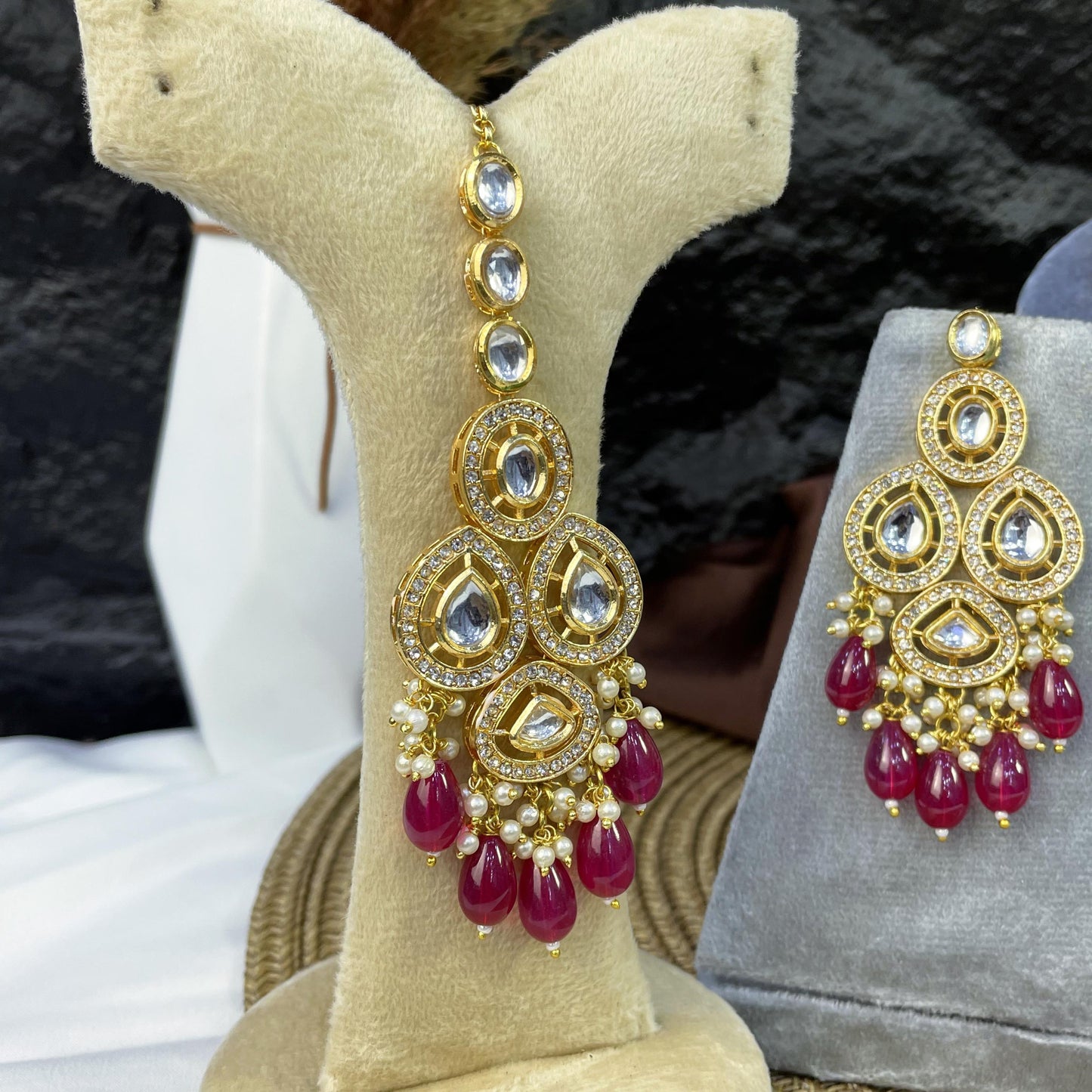 ROYAL TRI-TEARDROP FILIGREE KUNDAN NECKLACES