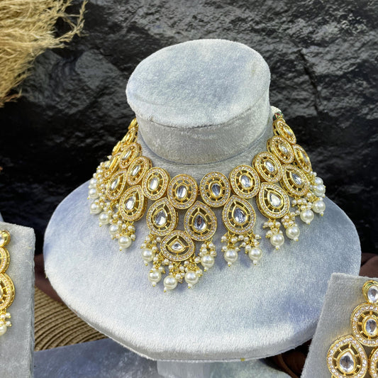ROYAL TRI-TEARDROP FILIGREE KUNDAN NECKLACES