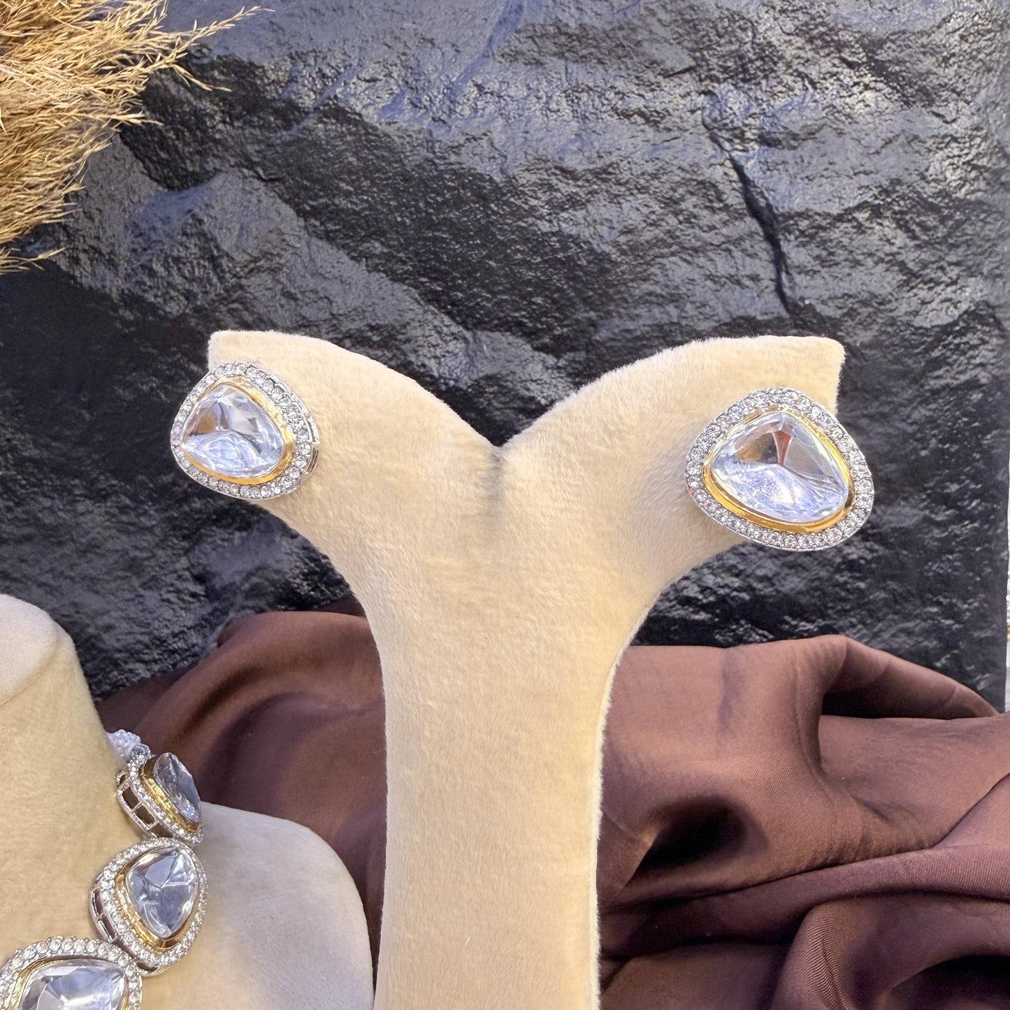 NIZAM PEARL-STRAND DROPLINE KUNDAN NECKLACES