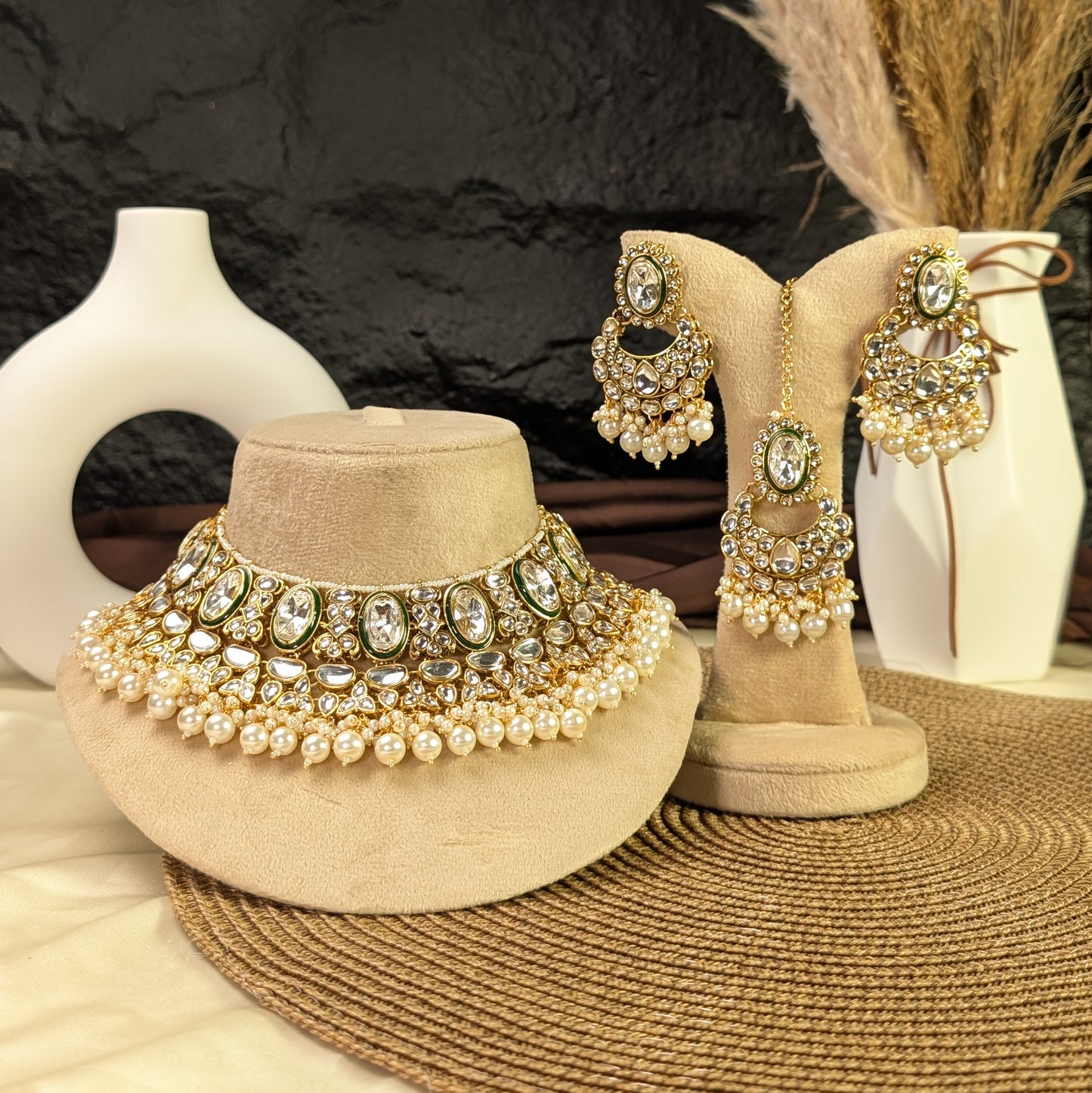 Vintage lace kundan necklace