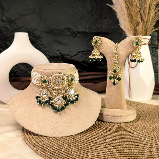 Maharani cascading rose kundan necklace