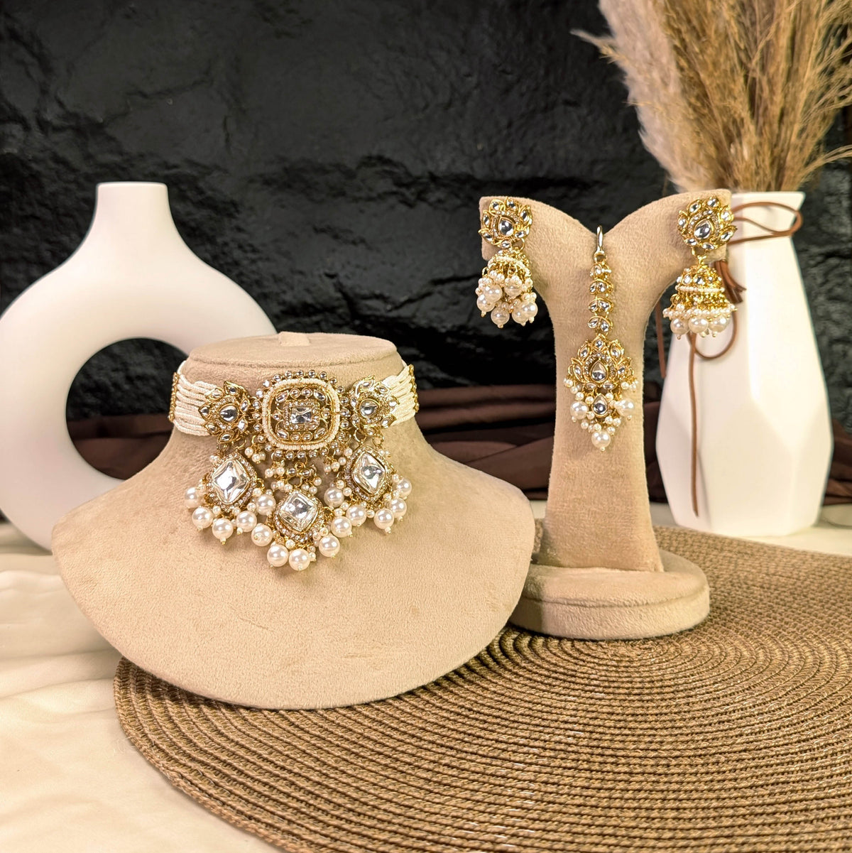 Maharani cascading rose kundan necklace