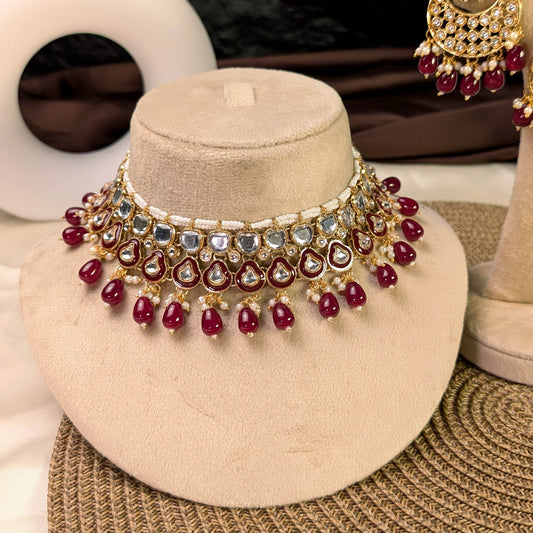 Celestial chandbali kundan necklace