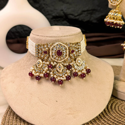 Royal lattice kundan necklace