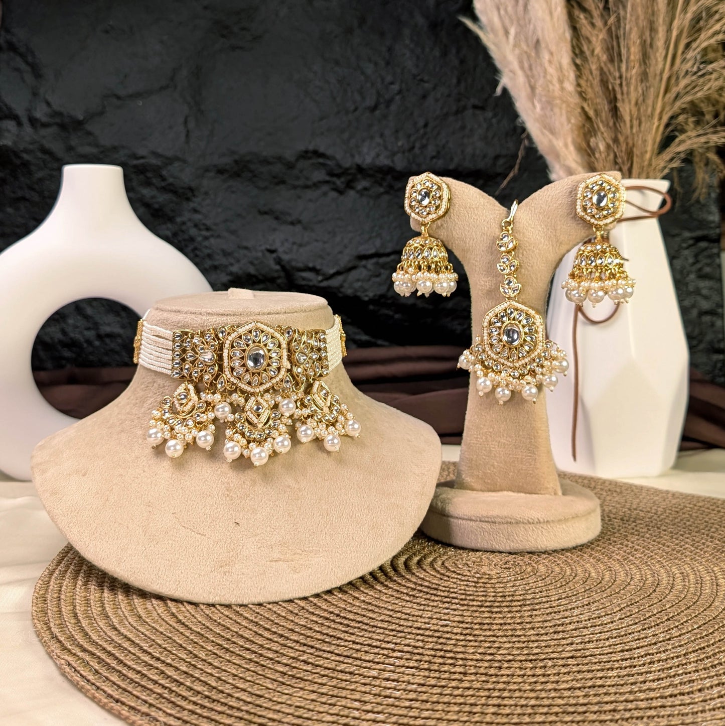 Royal lattice kundan necklace