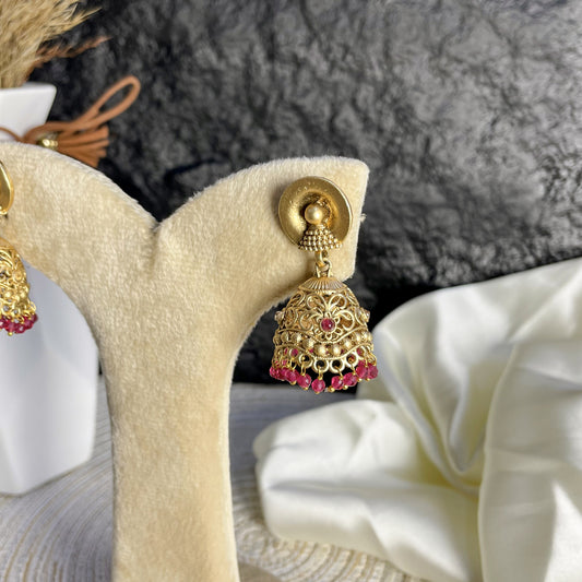 RUBY FILIGREE RAJWARI EARRINGS