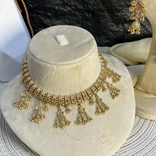 RAJWARI JHUMKI DROP FILIGREE NECKLACE SET