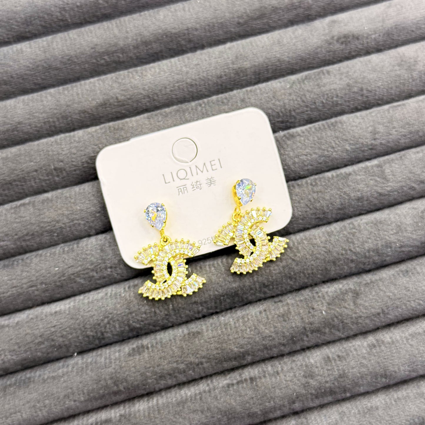 TEARDROP MONOGRAM HALO EARRINGS