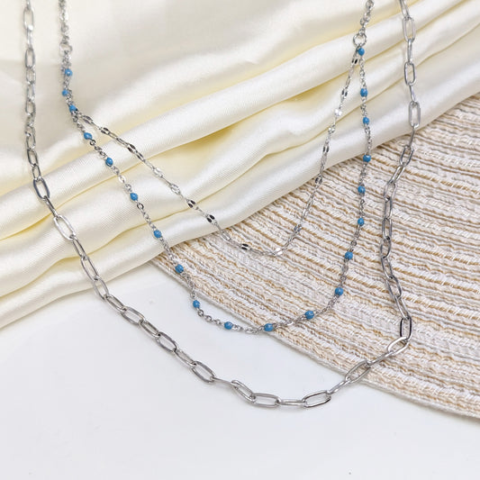 AZURE BEADED TRIPLE LAYER LOCKETS