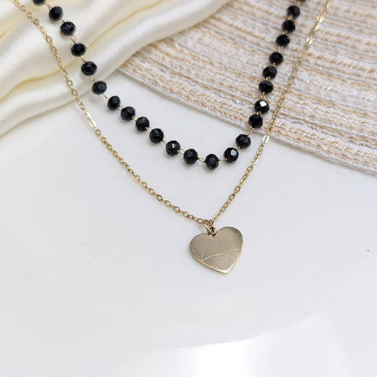 ONYX BEADED HEART LOCKETS